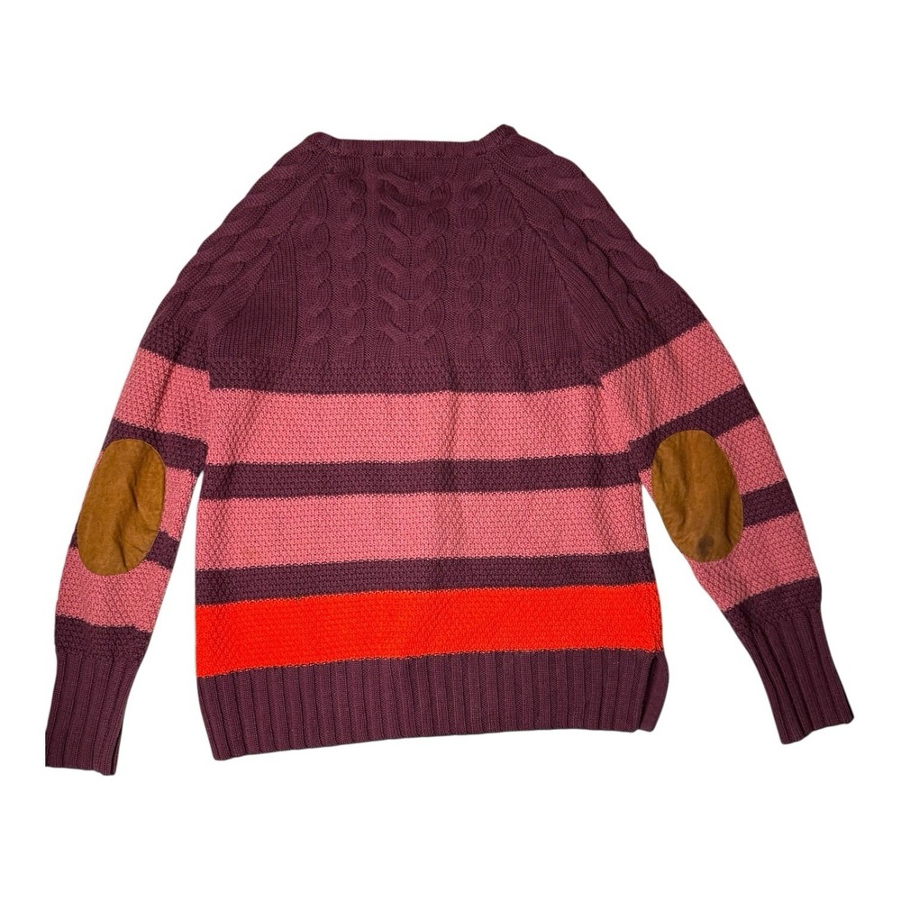 Love Hanna Merino Wool Blend Chunky Knit Striped Sweater Size M Equestrian Cozy - Picture 2 of 14